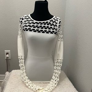 VENUS White Long Sleeve Cutout Shirt XS